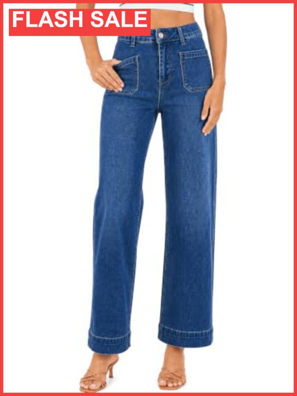 Women's High Waisted Stretch Wide Leg Jeans Casual Comfort Fit